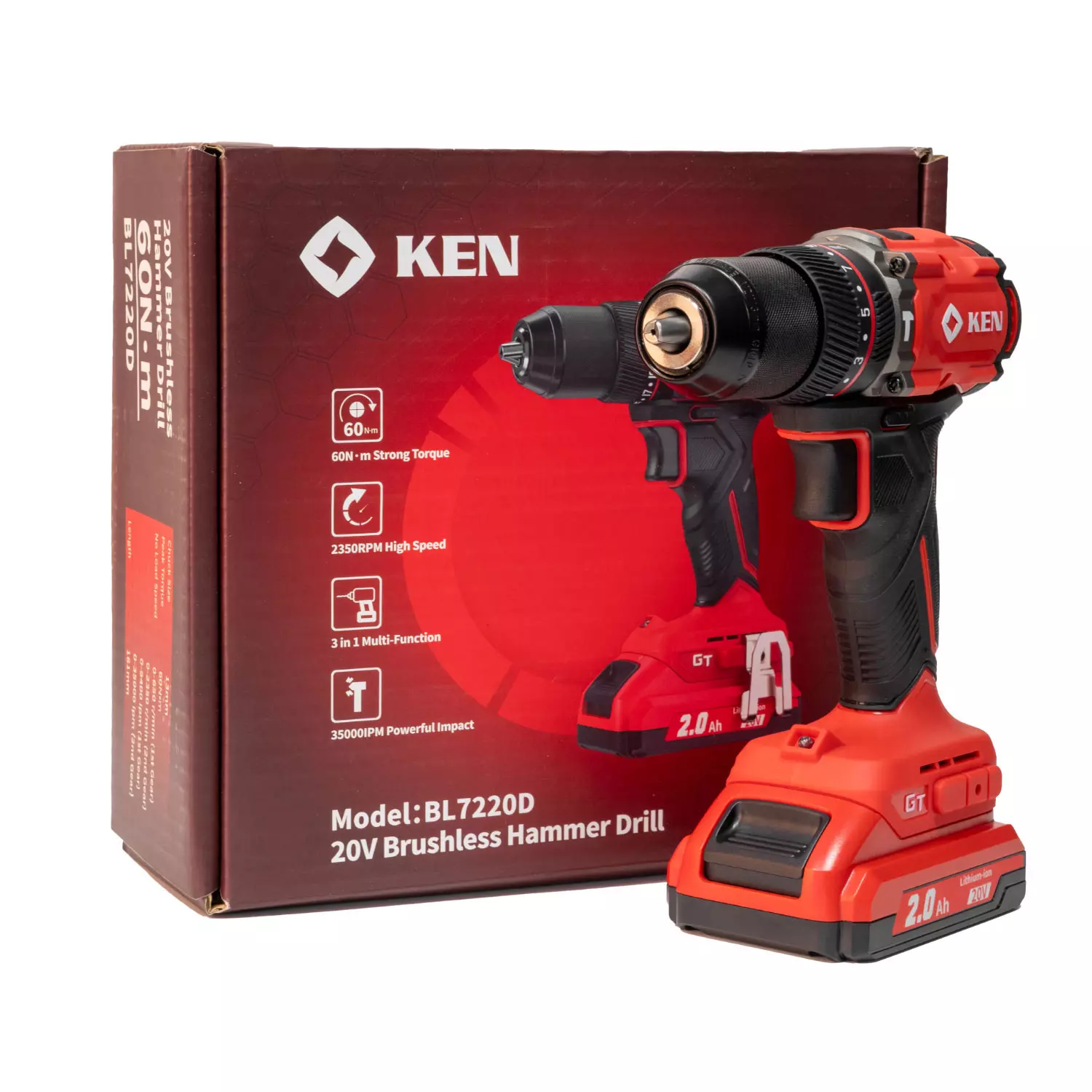 【ken】 Купить Шуруповерт бесщеточный аккумуляторный BL7220D-20C KEN